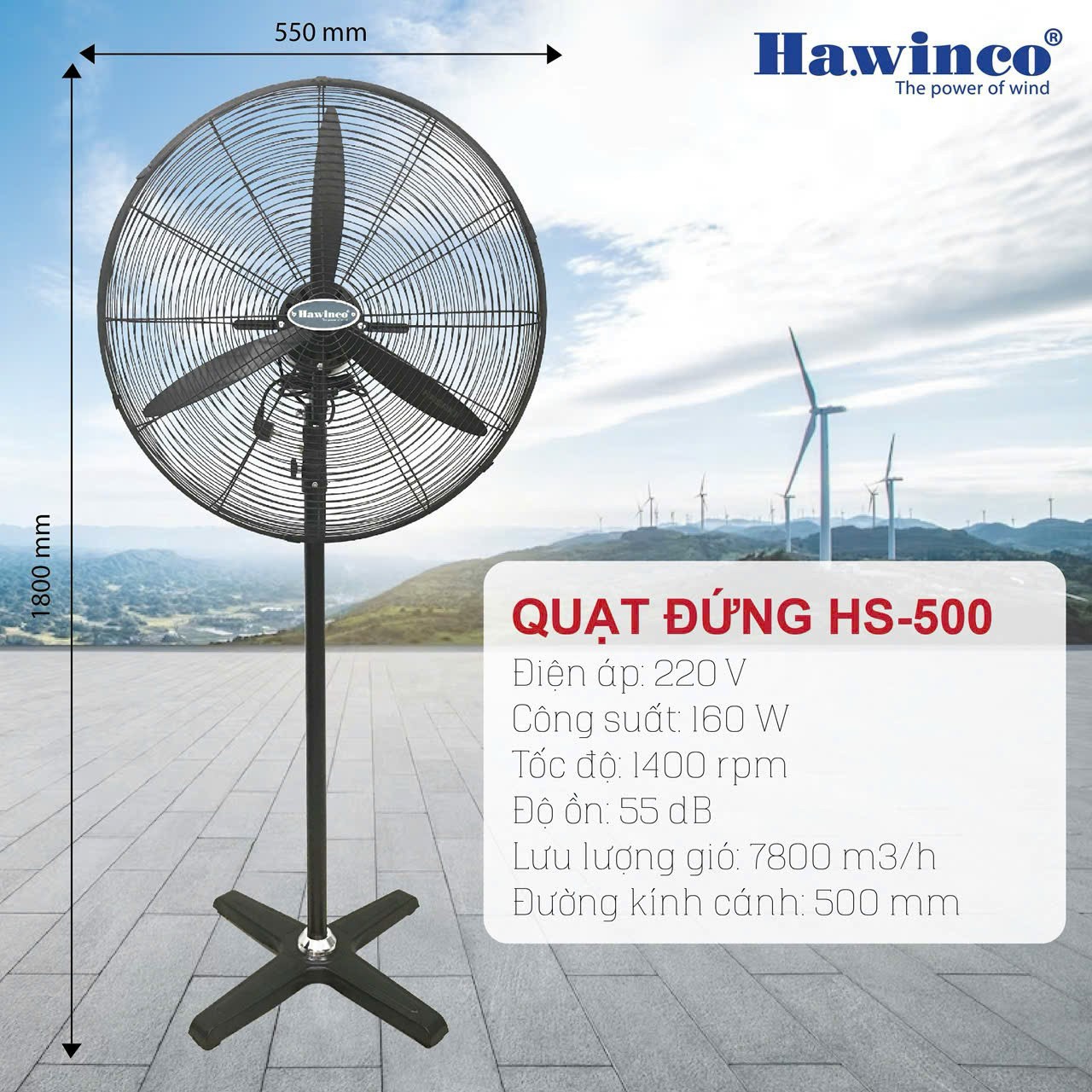 Quạt đứng công nghiệp Ha.winco HS 500c